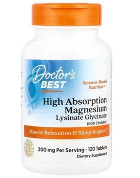 Doctor's Best, магній із високим ступенем засвоєння, 120 таблеток (200 мг у таблетці) 6097 фото