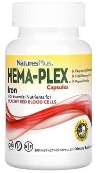 Nature's Plus, Hema-Plex, Хема плекс, залізо, 60 капсул швидкої дії 4059 фото